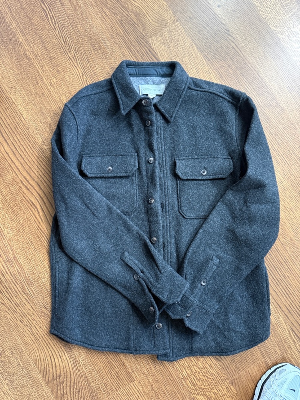 Outerknown Draper Dark Charcoal Gray Wool Jacket